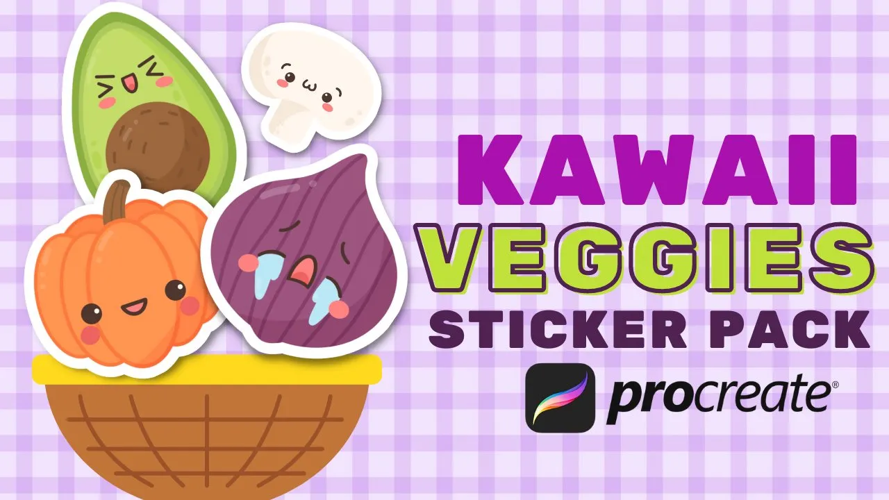 How to Draw Kawaii illustrations: Cute Veggies Procreate