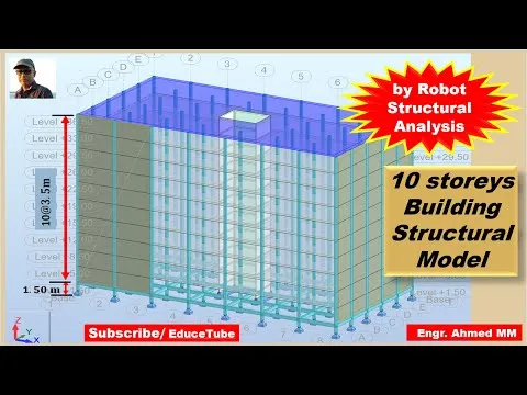Ten storeys Building Structural Model by Autodesk Robot Structural Analysis Professional 2021