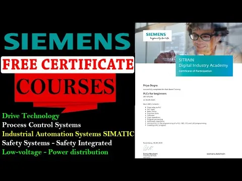 Siemens FREE Online Courses with Certificate - PLC and Automation Course Certification