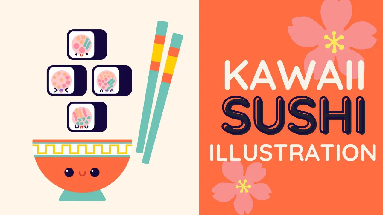 Lets Draw a Cute Kawaii Sushi Set Illustration Procreate