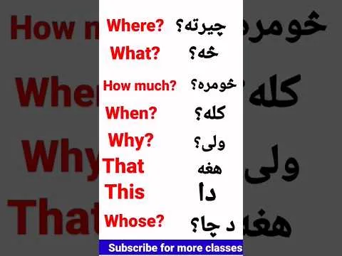 Learn All WH questions in Pashto - English to Pashto Learning