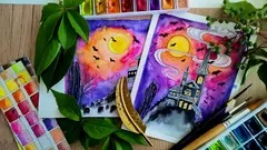 Paint an Easy Haunted House with Watercolors