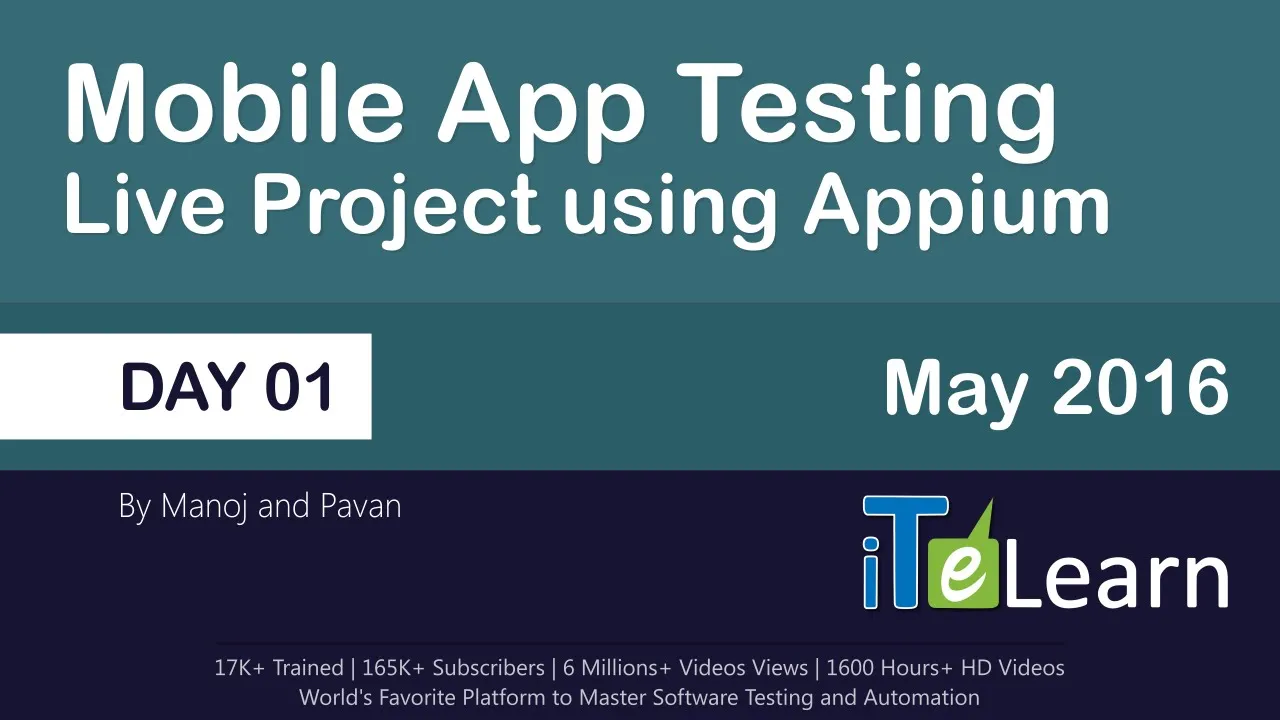 Mobile App Testing Live Project using Appium Day 01