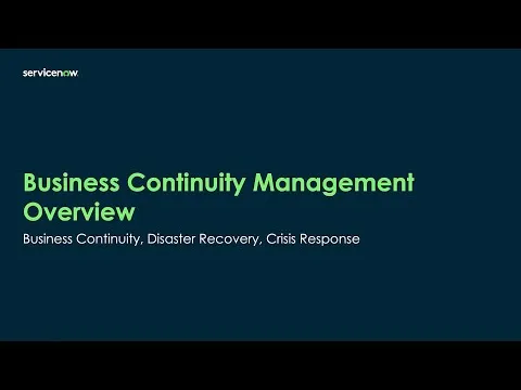 Business Continuity Management Overview