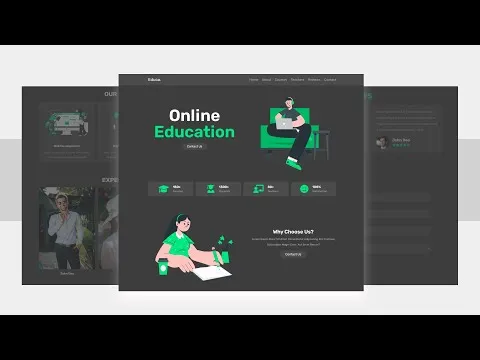 How To Make A Responsive Online Education Website Design Using HTML - CSS - JavaScript Step By Step