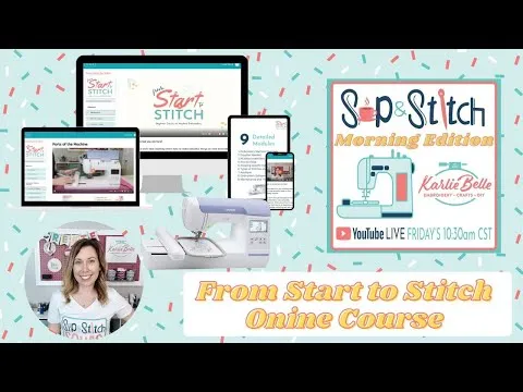 Sip & Stitch LIVE Beginner Machine Embroidery Tutorial: From Start to Stitch- Online Course
